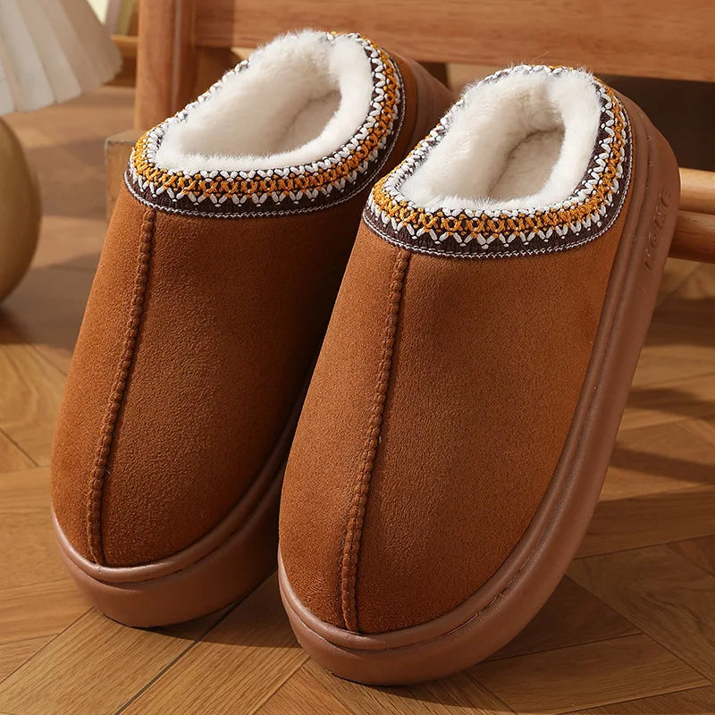 Fluffy Platform Slippers for Women - 2024 Winter Warm Plush Non-Slip Home Shoes