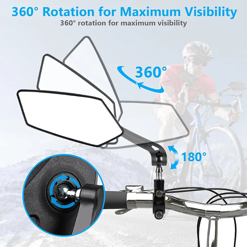 Bicycle Rear View Mirror with Reflector, Adjustable & Rotatable, Handlebar Mirror