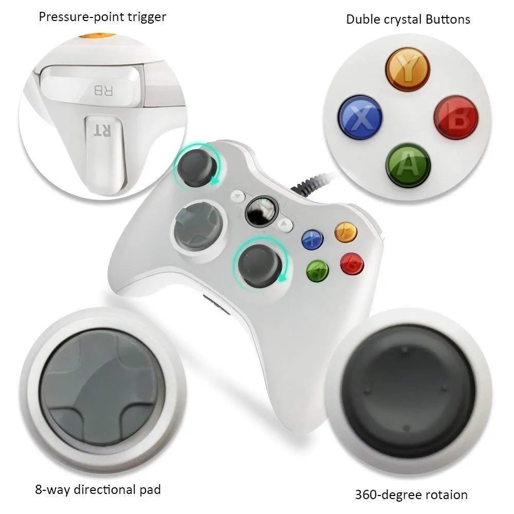 USB Wired Game Controller for Xbox 360 Console, Win 7/8/10 PC Gamepad Joystick