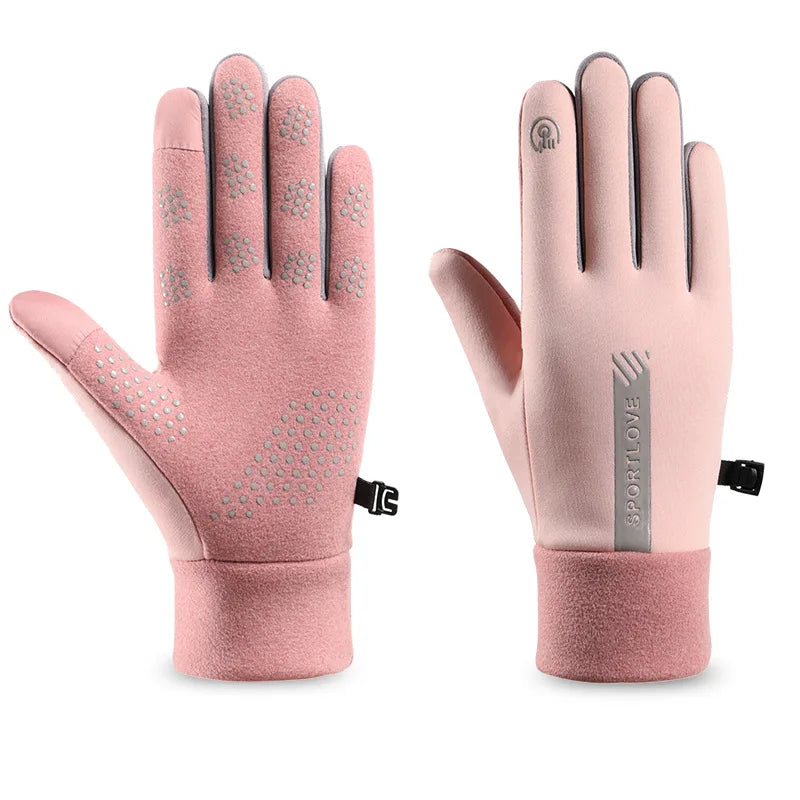 Winter Cycling Gloves Women Waterproof Thermal Fleece Windproof Outdoor Ski Mittens