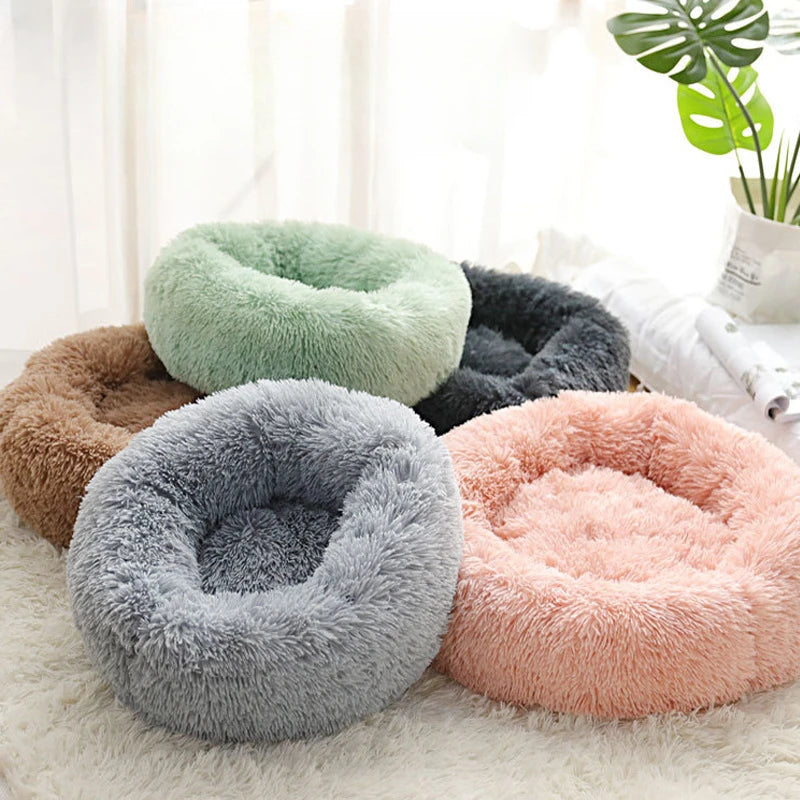 Home Plush Pet Nest – Winterbett für Katzen und Hunde, warm, abnehmbar und waschbar, rundes Haustierbett