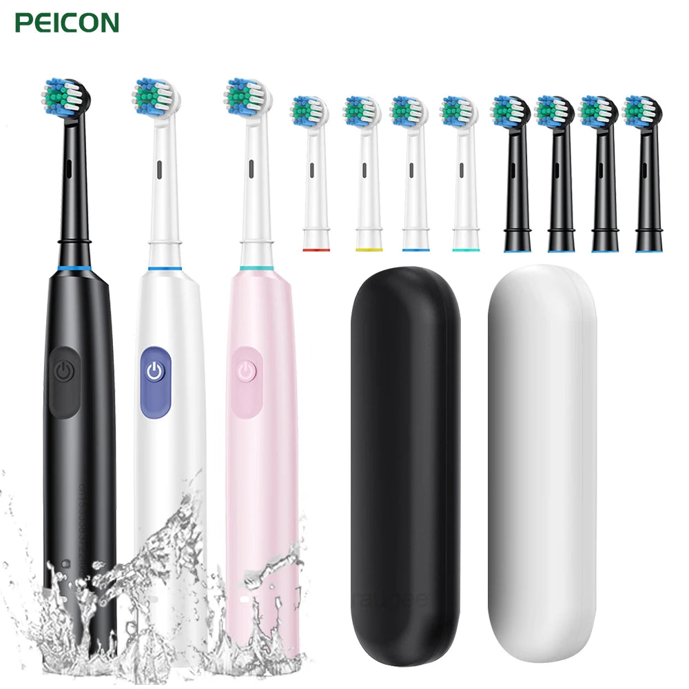 Electric Rotating Toothbrush for Deep Clean & Whitening |Toothbrush with 4/8 Refill Replacement Heads