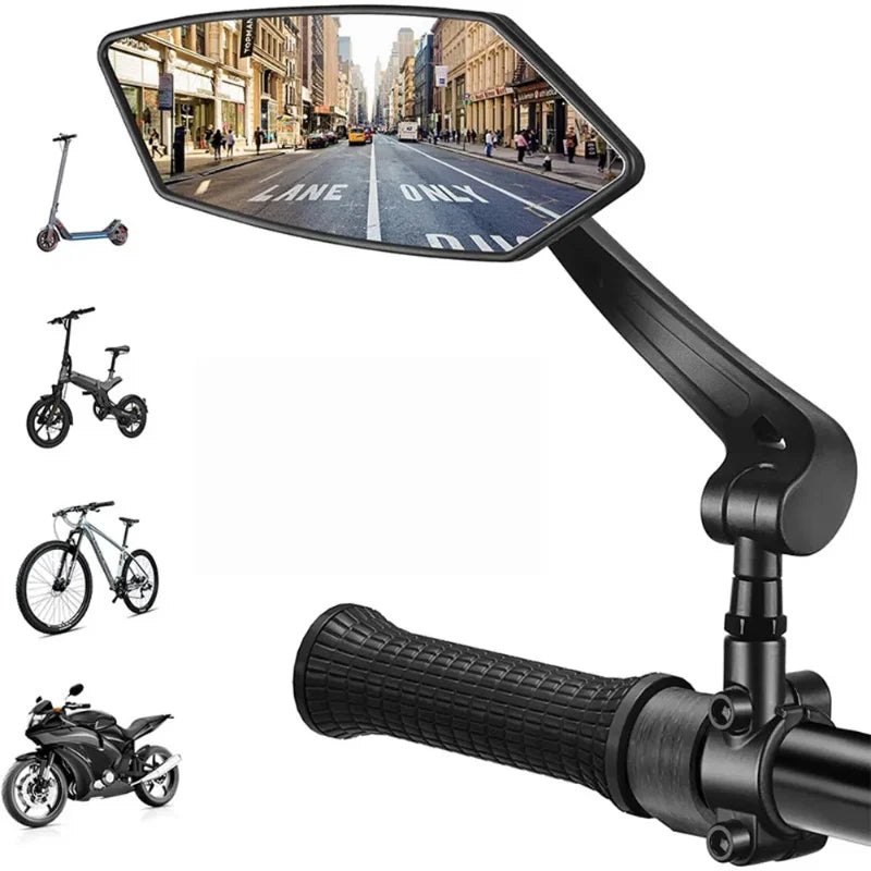 Bicycle Rear View Mirror with Reflector, Adjustable & Rotatable, Handlebar Mirror