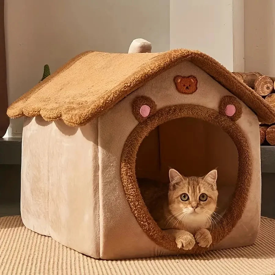 Foldable Pet House, Removable Washable Cat House, Puppy Cave Sofa Bed for Small Pets