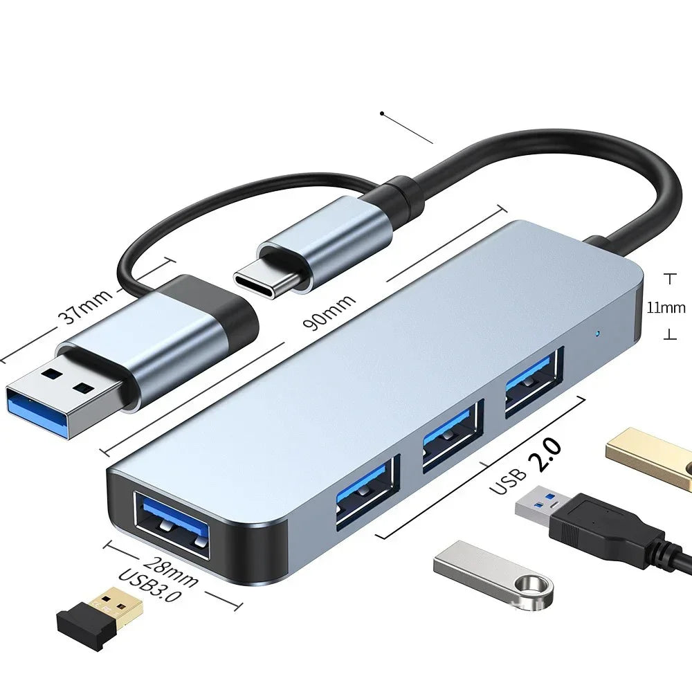 USB A auf Typ C Hub Dockingstation – Multiadapter mit Kartenleser &amp; Audio-Splitter für MacBook Air &amp; PC