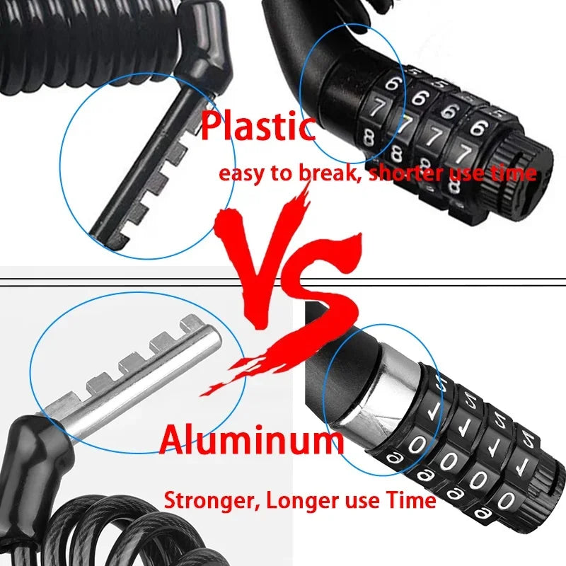 Tragbares Fahrrad-Passwortschloss, langlebiges Stahldraht-Helm- und MTB-Diebstahlschutzschloss