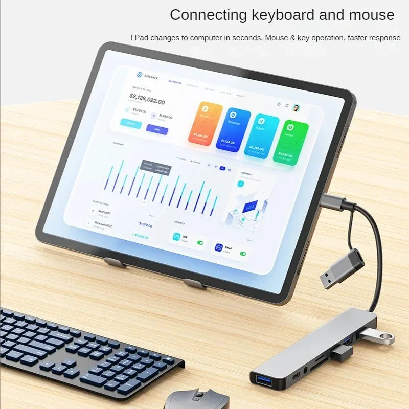 USB A auf Typ C Hub Dockingstation – Multiadapter mit Kartenleser &amp; Audio-Splitter für MacBook Air &amp; PC