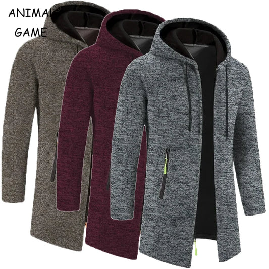 Herbst Herren Langarm Sweatshirt mit Reißverschluss Kapuze Übergroße Winterjacke