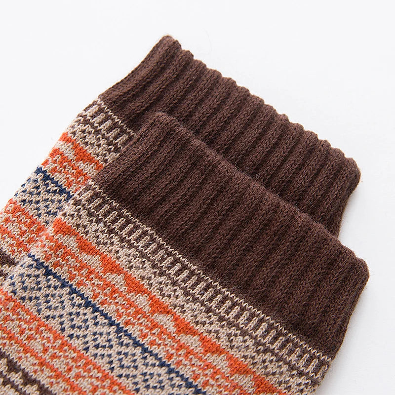 5 Paar Wintersocken aus Wolle für Herren, warm, im Retro-Stil, farbenfroh, modisch, Schneestiefelsocken