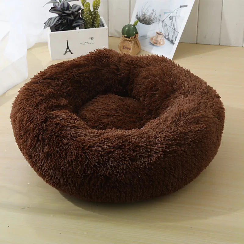 Home Plush Pet Nest – Winterbett für Katzen und Hunde, warm, abnehmbar und waschbar, rundes Haustierbett