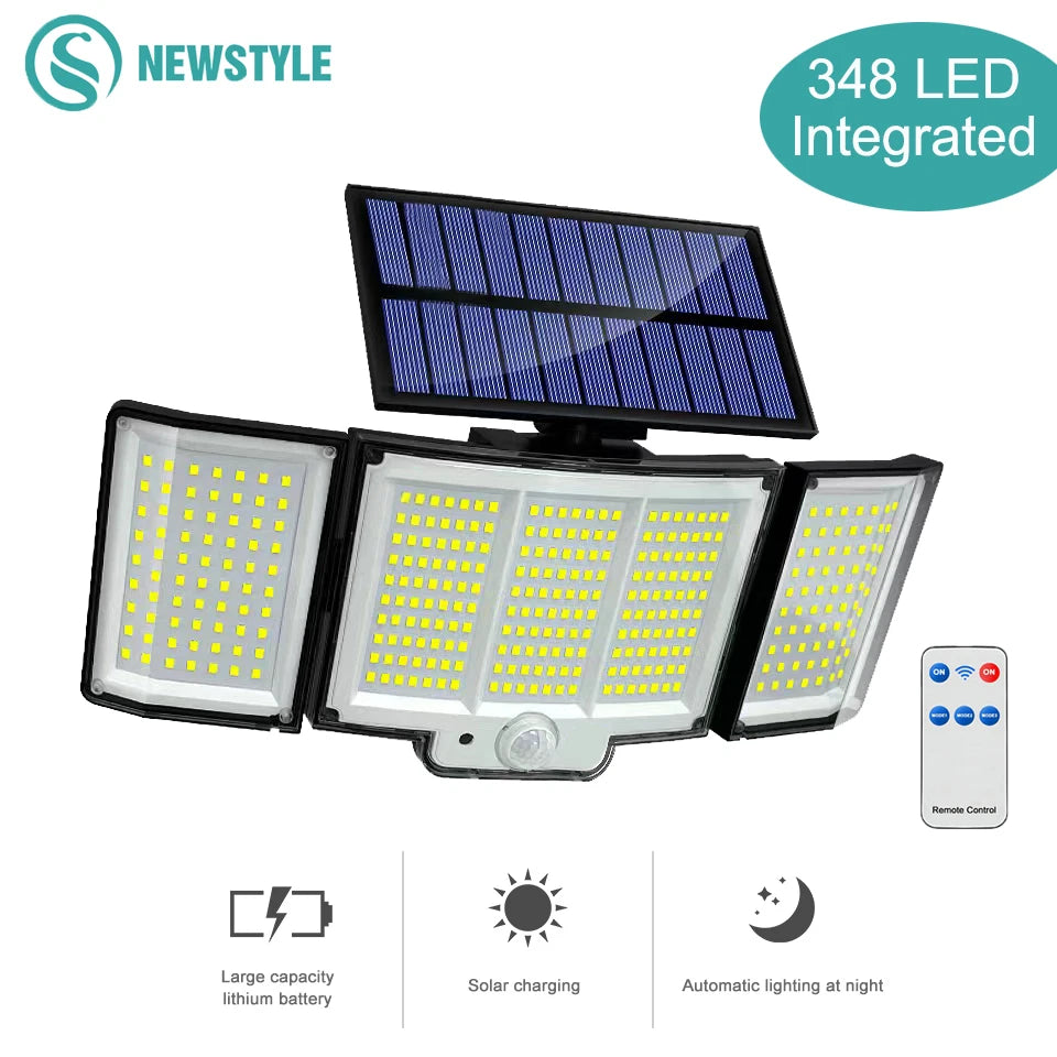 Solar-Außenleuchte 328/348 LED – Bewegungsmelder, IP65 wasserdicht, 3 Modi