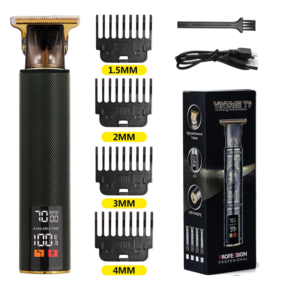 T9 LCD Electric Hair Trimmer - Precision Shaver, Oil Head, Clipper for Men Care