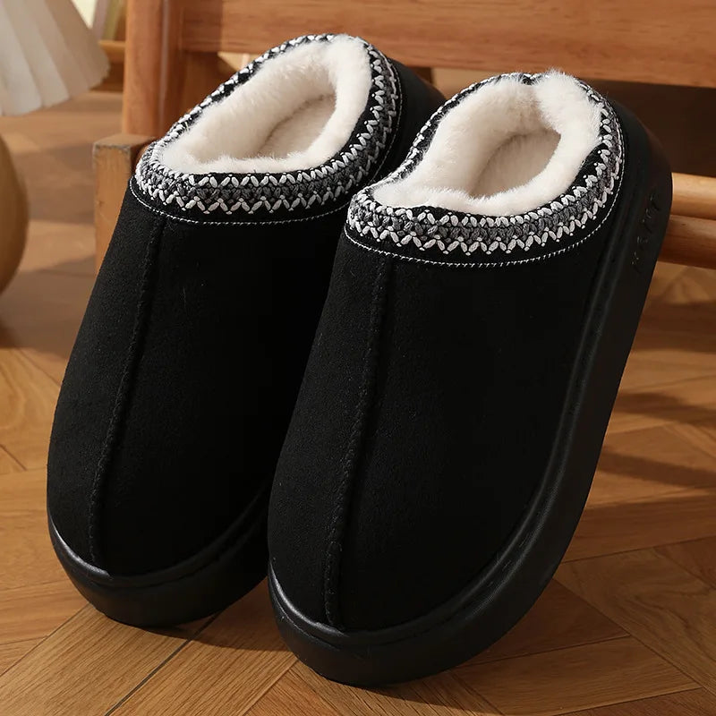 Fluffy Platform Slippers for Women - 2024 Winter Warm Plush Non-Slip Home Shoes